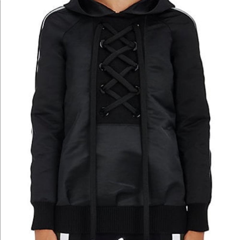NO KA'OI Nele lace-up tech-satin jacket